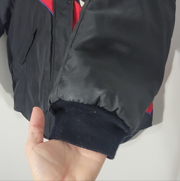 Vintage ARTIK Oversized Retro Black Winter Red Purple Color Block Pockets Jacket - Picture 8 of 15